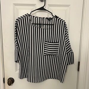 Black and White Striped Women's Top